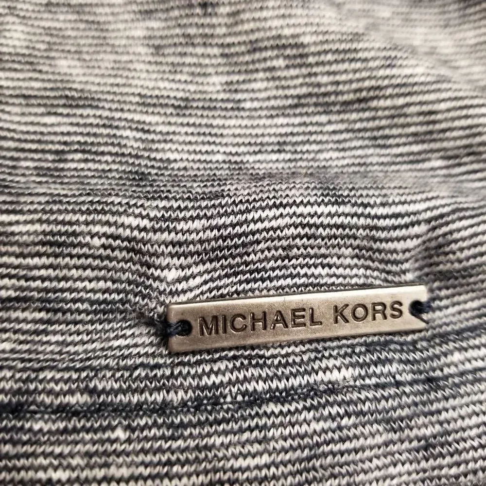 Michael Kors Black and White Short Sleeve Polo Shirt Linen Blend